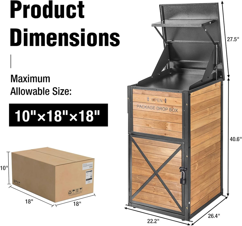 Package Delivery Box with Anti-Theft Lock & Weatherproof Design - 40+ Gallon Large Outdoor Parcel Drop Box for Porch