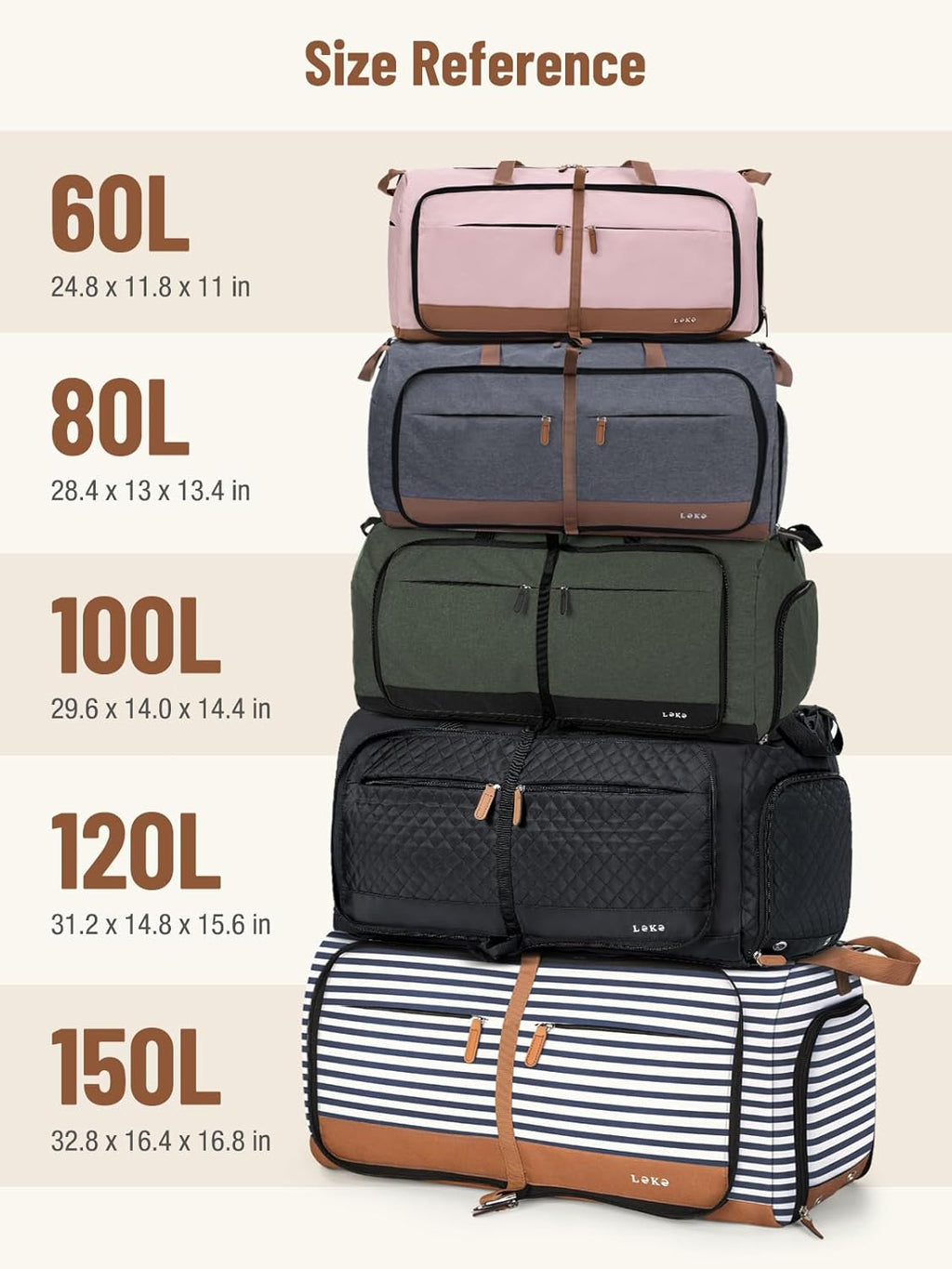 Foldable Travel Duffle Bag for Women, 80L Large Duffel Bag with Separate Shoes Compartments & Straps, Carry On