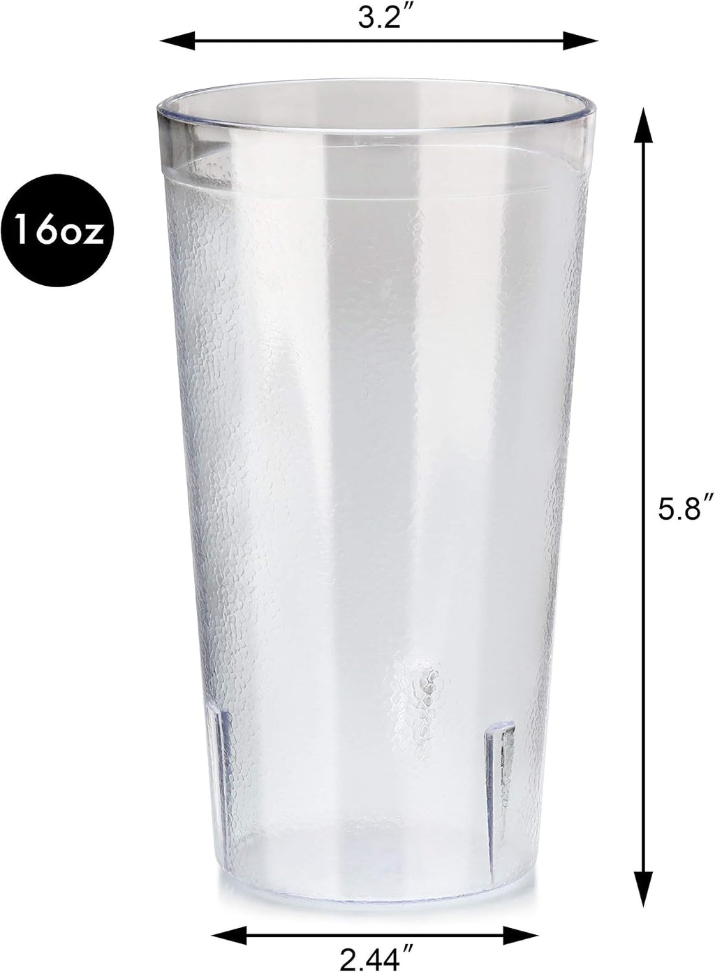 Restaurant-Grade Polycarbonate Beverage Tumblers, 16 oz, Clear, Set of 12