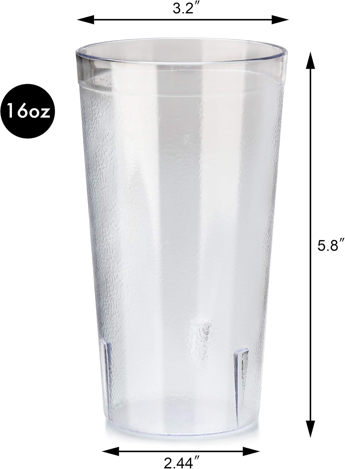 Restaurant-Grade Polycarbonate Beverage Tumblers, 16 oz, Clear, Set of 12