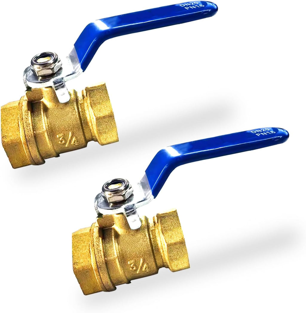 2Pack 3/4 Inch Full Port Ball Valve, Brass Male x Female NPT, 300 WOG