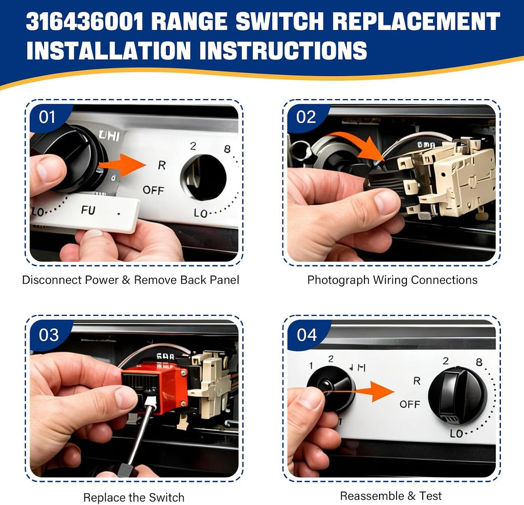 316436001 Range Infinite Switch 8 inch for Large Surface Burner
