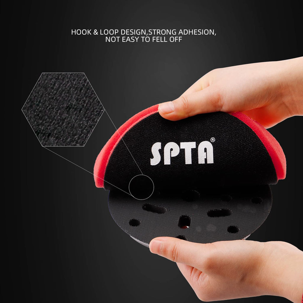 Red T10 Ultra-Fine Finishing Polishing Pad, SPTA 3Pcs 6.5 Inch Face for 6 Inch 150mm Backing Plate Compound Buffing