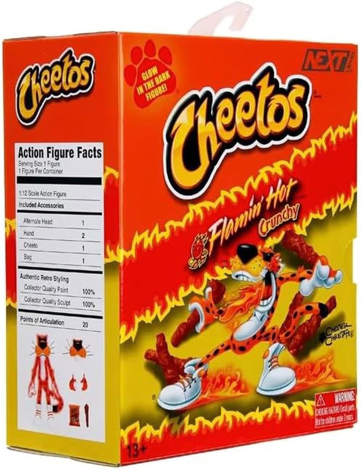 Toys Cheetos Chester Cheetah Action Figure Flamin' Hot Glow in The Dark – 6” Articulated Exclusive, with Bag of