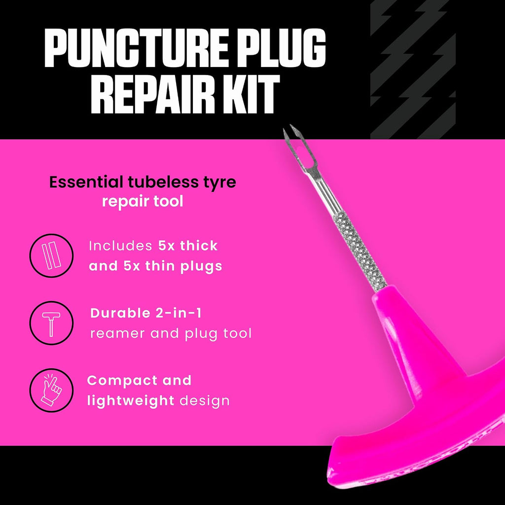 Puncture Plug Kit - Tubeless Tyre Puncture Repair with Plugger and Plugs