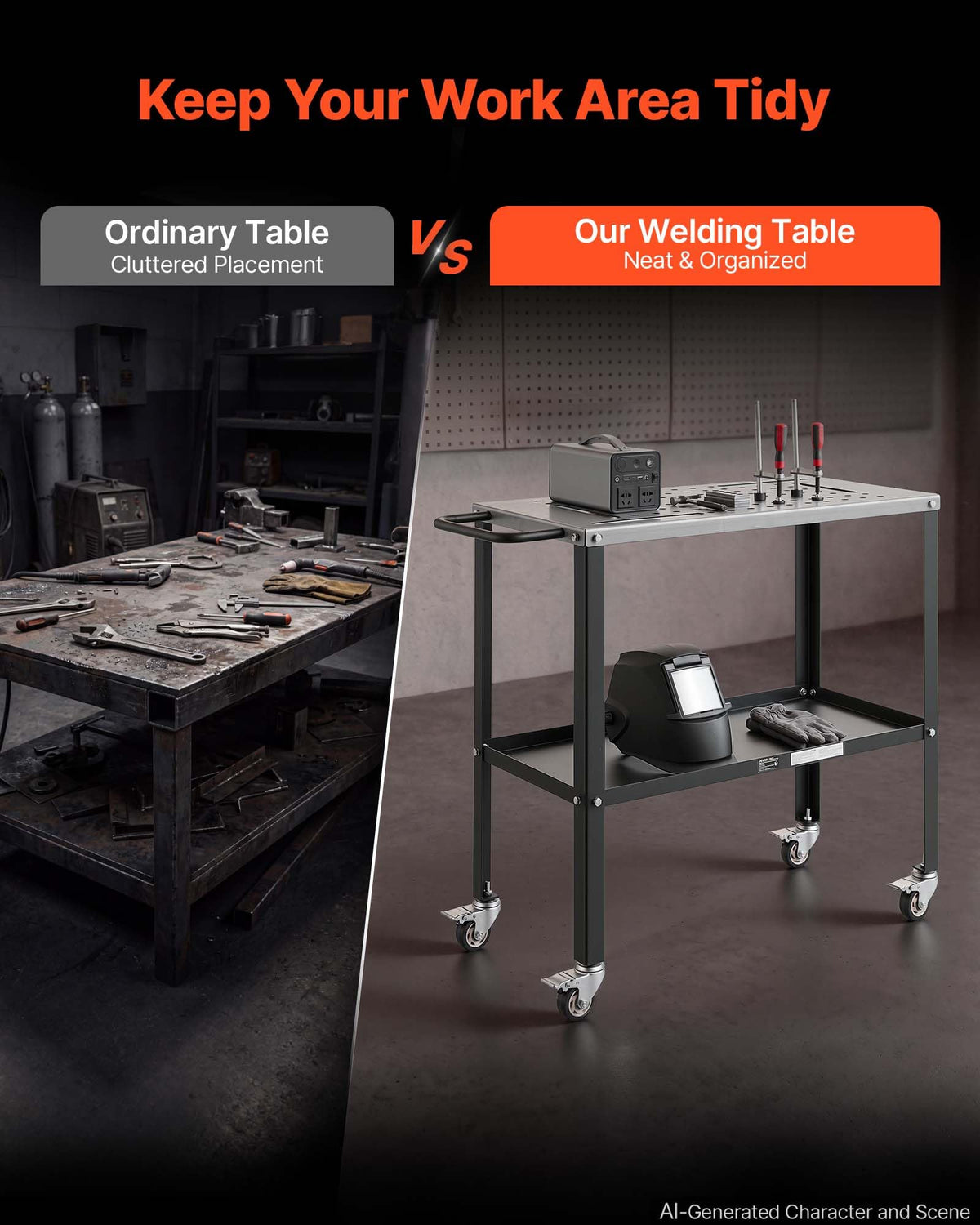 Welding Table 36" x 18" Movable Welding Workbench 1200LBS Capacity