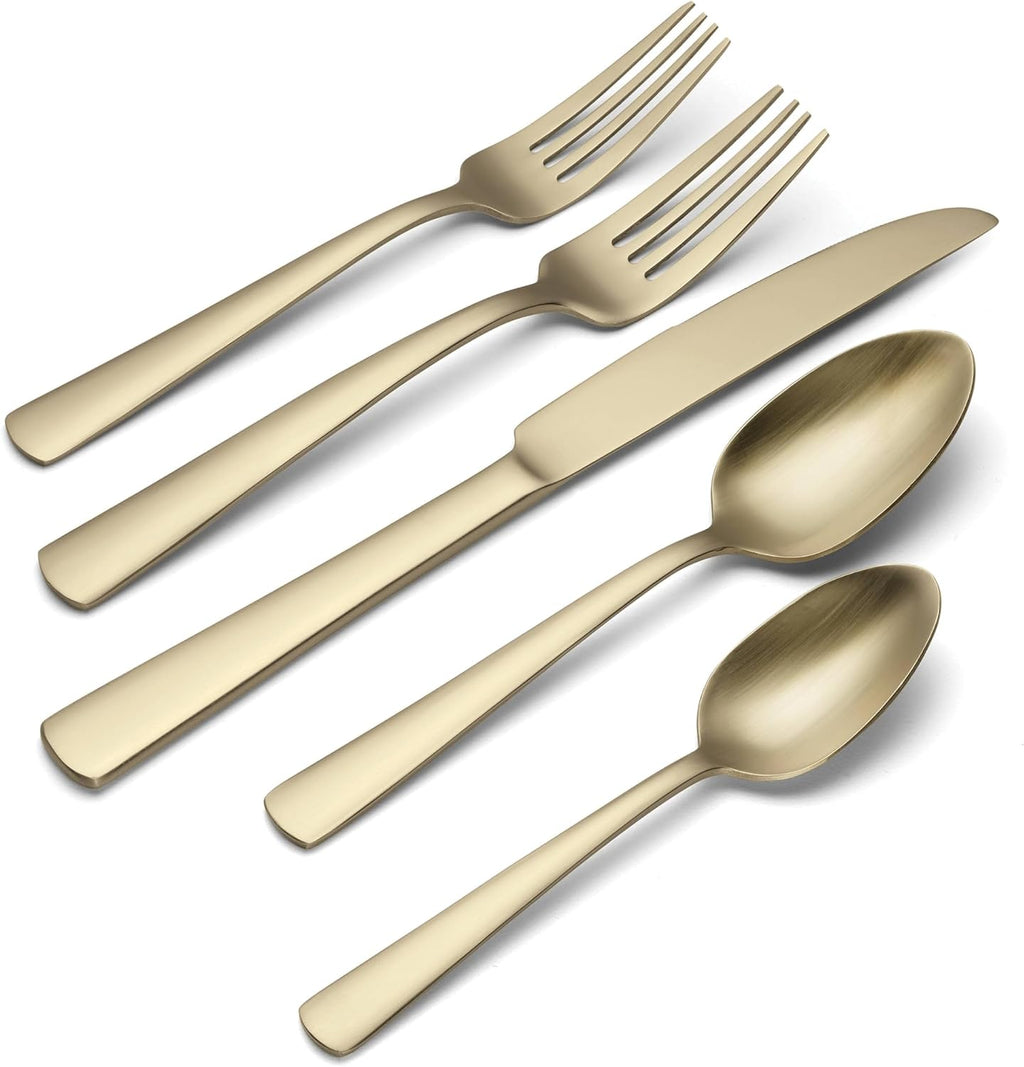 Aptitude Champagne Satin 20-Piece Silverware Set for 4, Flatware