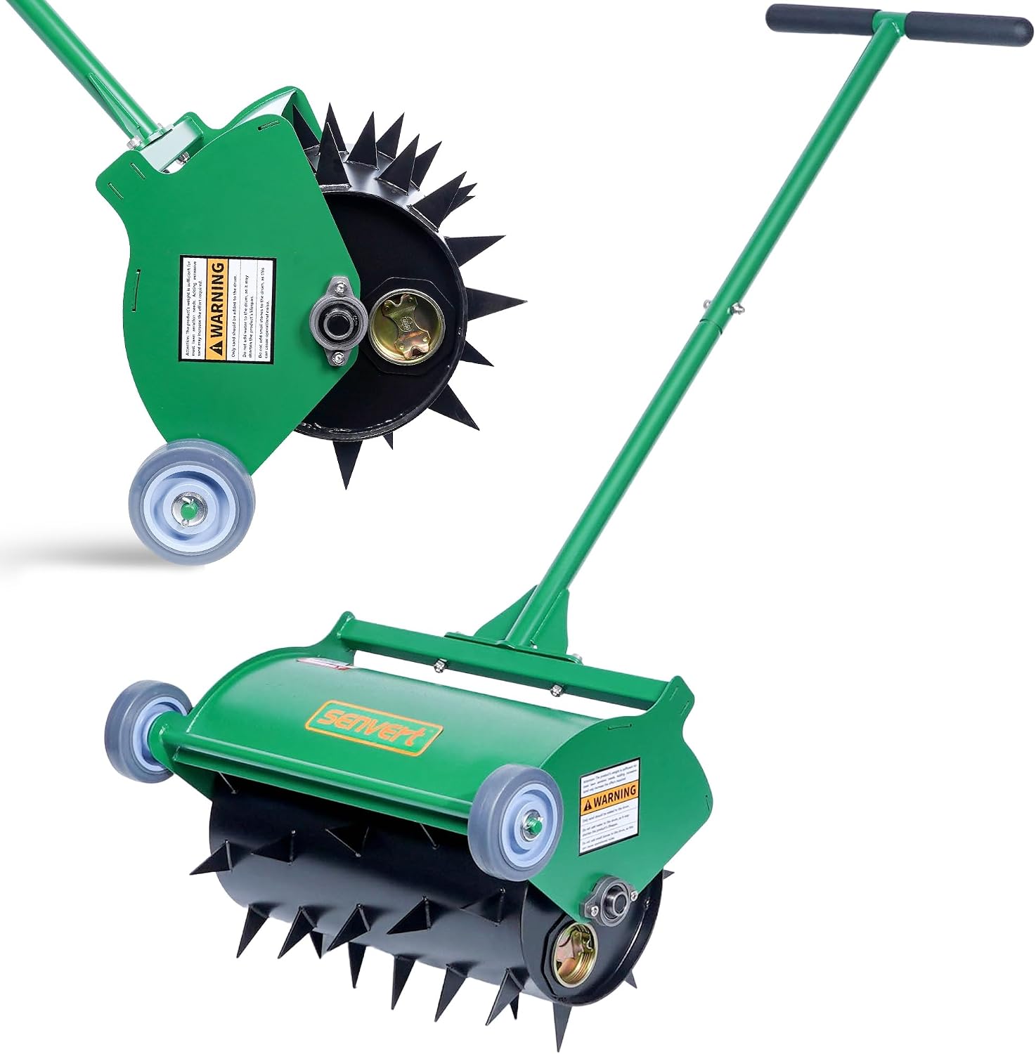 Rolling Lawn Aerator, Heavy Duty Push Spike Aeration Tool Up to 55 lbs, Manual Rotary Grass Aerator for Garden and