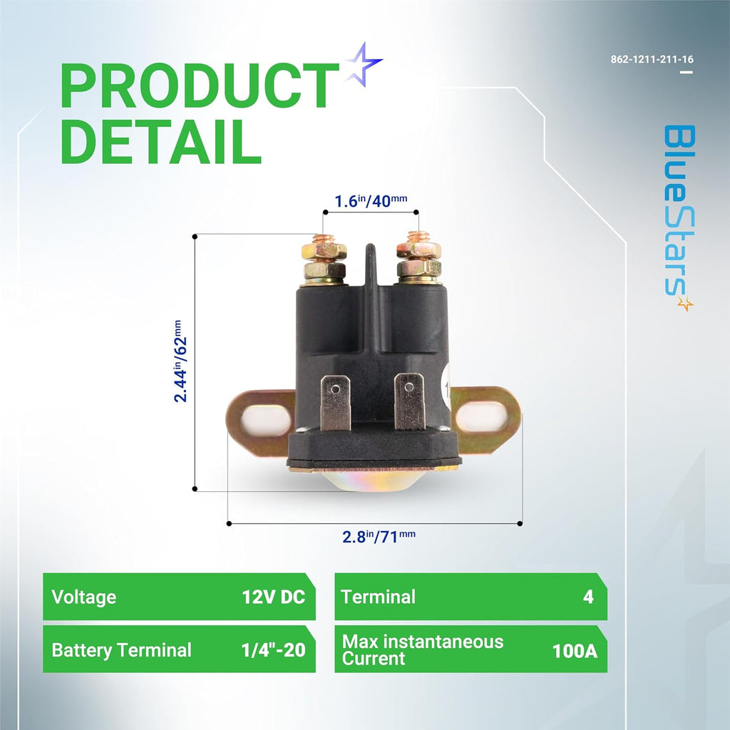 862-1211-211-16 AM138068 Starter Solenoid Relay 12V - Compatible with Trombetta John Deere MTD Cub Cadet Lawn Tractor