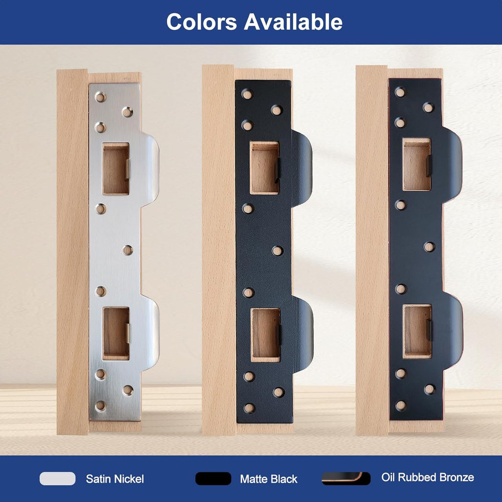Door Strike Plate Double Opening, with Reinforced Torx Screws, Bit | Matte Black Powder Coat, Heavy-Duty Hardened