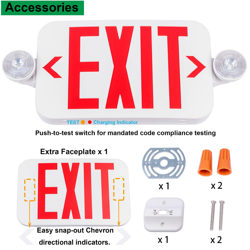 LIT-PaTH Exit Sign with Emergency Light, Battery Backup, 12 Pack