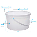 Pail with Handle, HDPE, 4 Quart, Natural, 10 Piece
