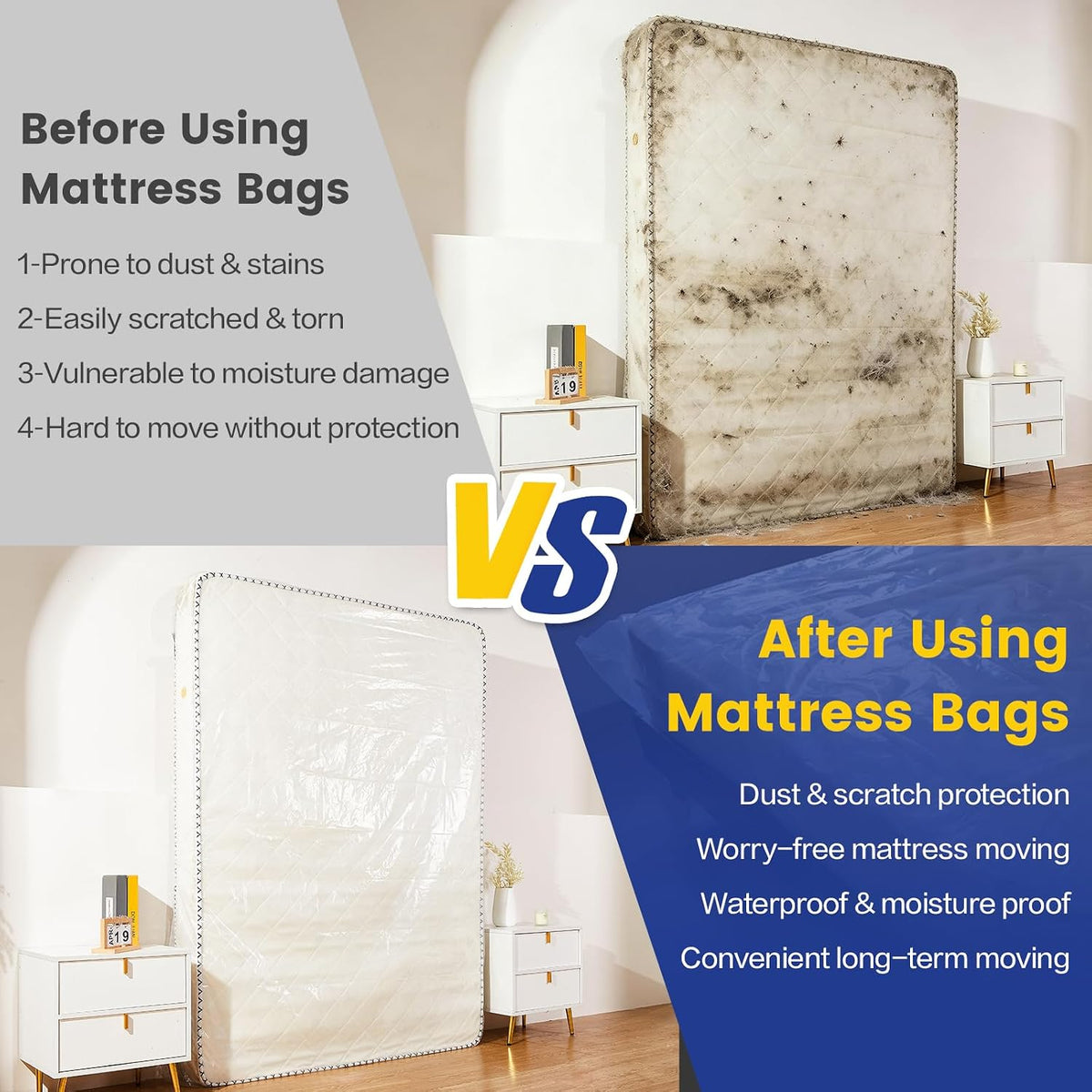 2PK Plastic King Mattress Bags for Moving,Extra Thick
