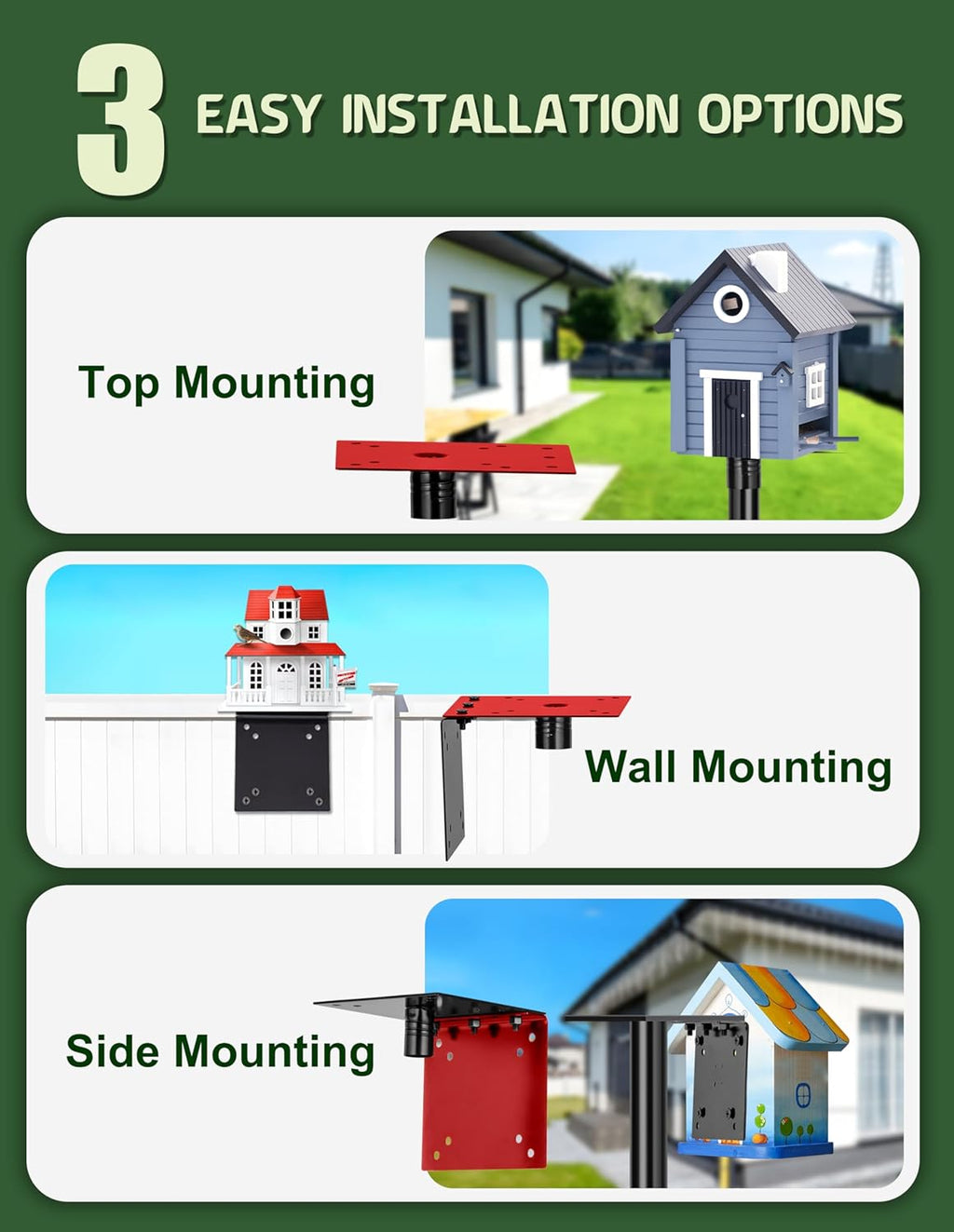 Bird House Pole, 1 Pack 109 Inch Metal Bird Feeder Pole for Outdoor, with 5-Prong Heavy Duty Base for Birdhouse