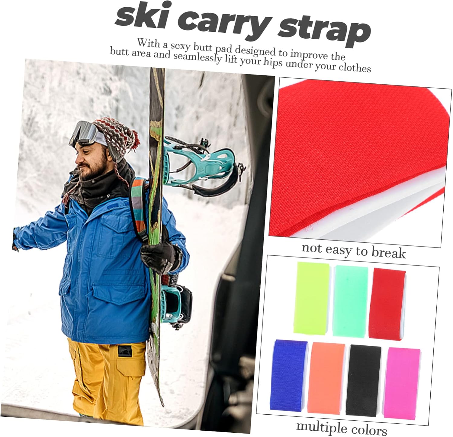 7pcs Snowboard Carrier Strap Fixing Straps for Ski Gear Transport Lightweight and Portable Sled Hand Sling Fluorescent