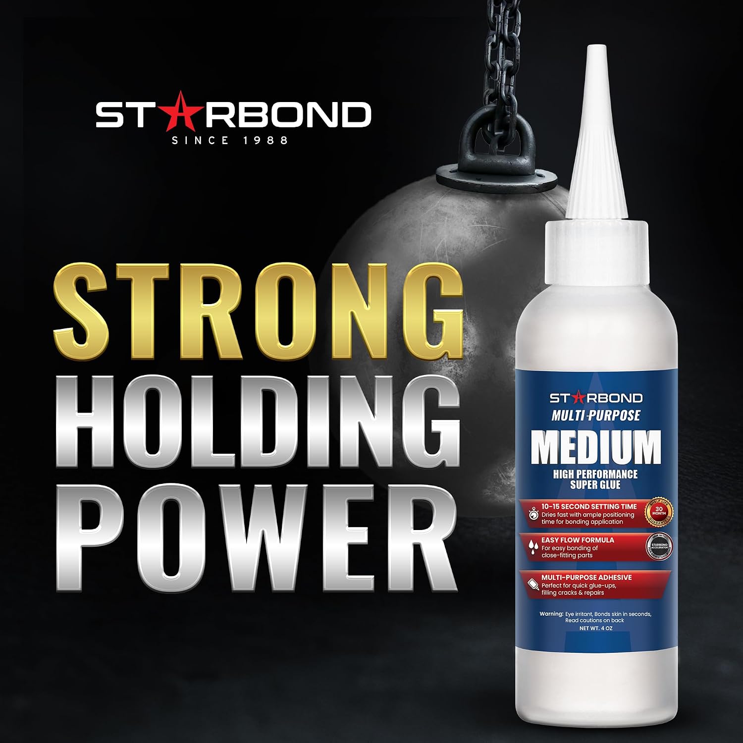 4 oz. Medium CA Glue (Premium Cyanoacrylate Super Glue) with Extra Cap and Microtips for Quick Fixes, Woodworking