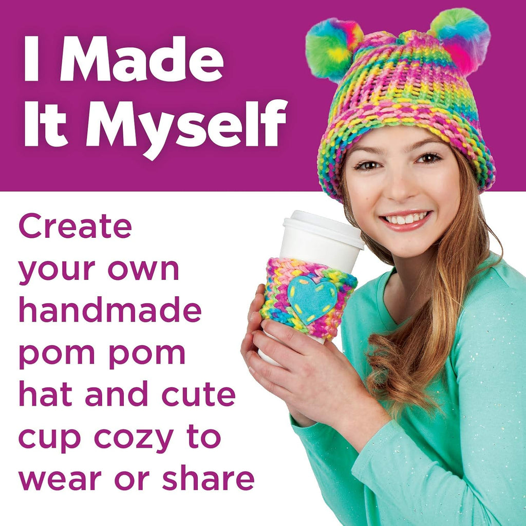 Quick Knit Loom Kit - Knitting Kit for Kids, Make Your Own Pom Pom Hat and Accessories, Knitting Loom Crafts for Kids