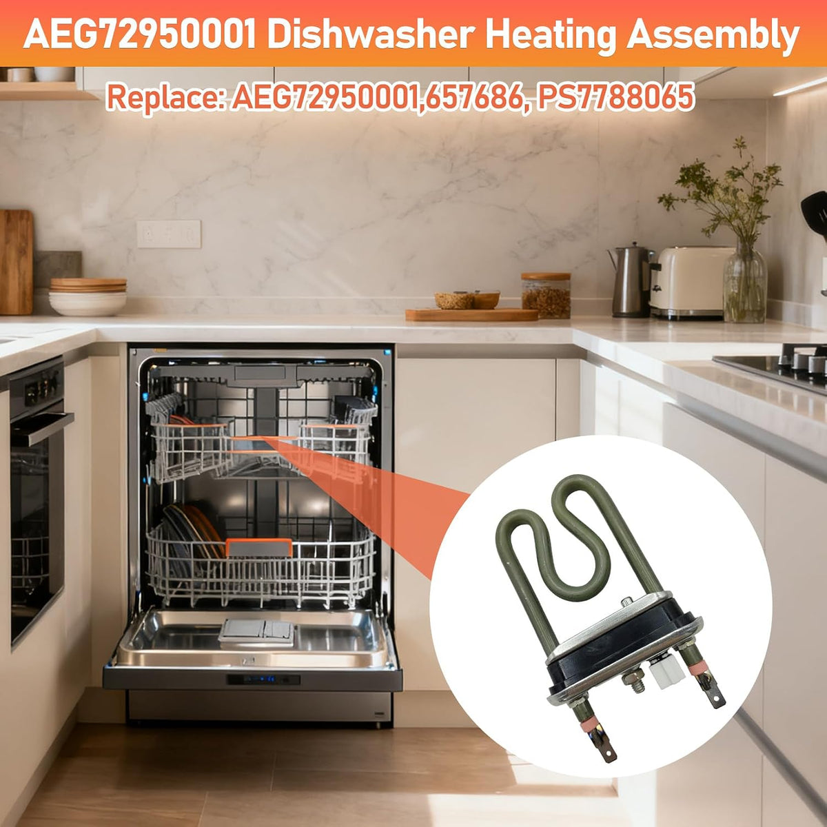 AEG72950001 Dishwasher Heater Assembly Fit for LG,Replace 2657686,PS7788065
