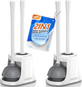 Toilet Plunger and Brush, Bowl Brush and Heavy Duty Toilet Plunger Set with Ventilated Holder, 2-in-1 Toilet Brush