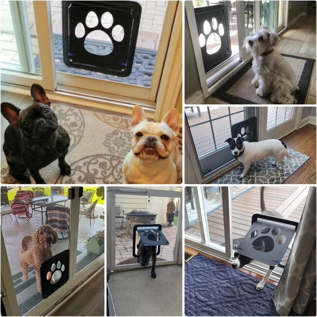 Cat Door for Screen Door, Pet Easy in & Out, Lockable Dog Screen Door with Magnetic Closing Flap Doggy Door for