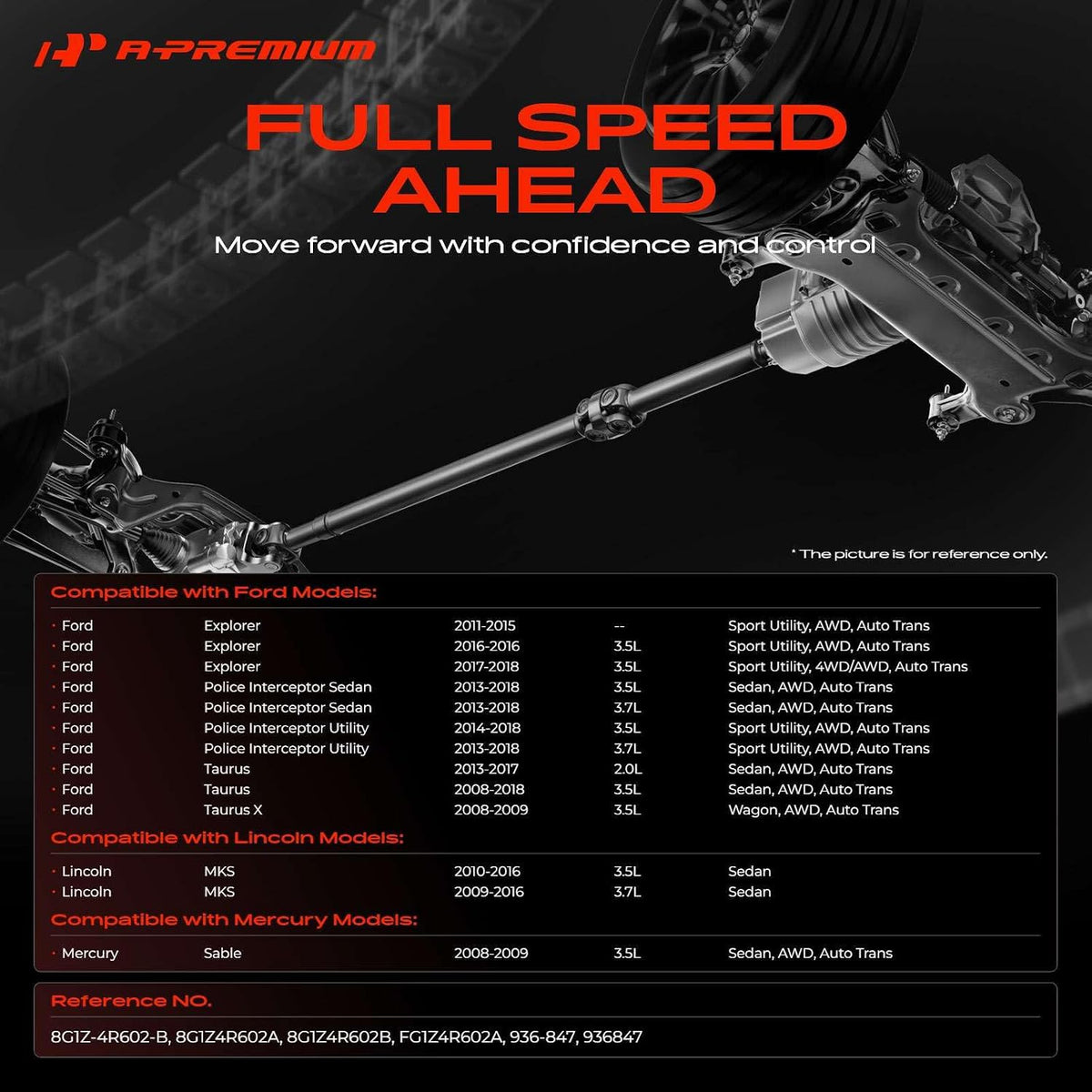 A-Premium Rear Drive Shaft Prop Shaft Driveshaft Assembly [Automatic Trans]