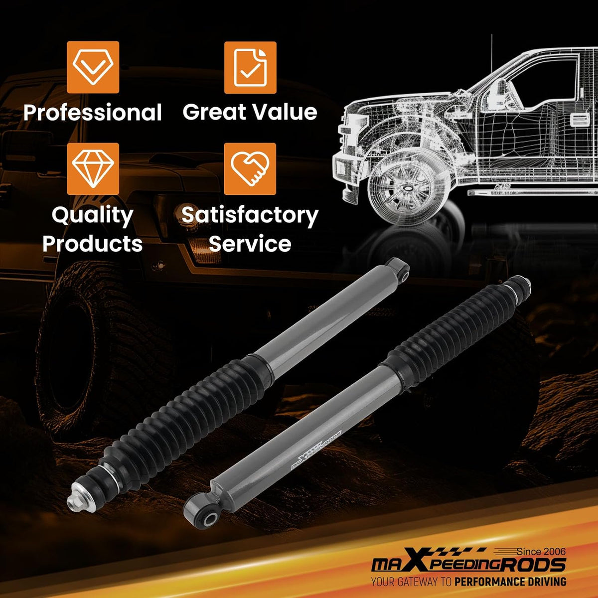 maXpeedingrods 0-3" Rear Shocks for Ram 1500 2WD 4WD 2019-2023