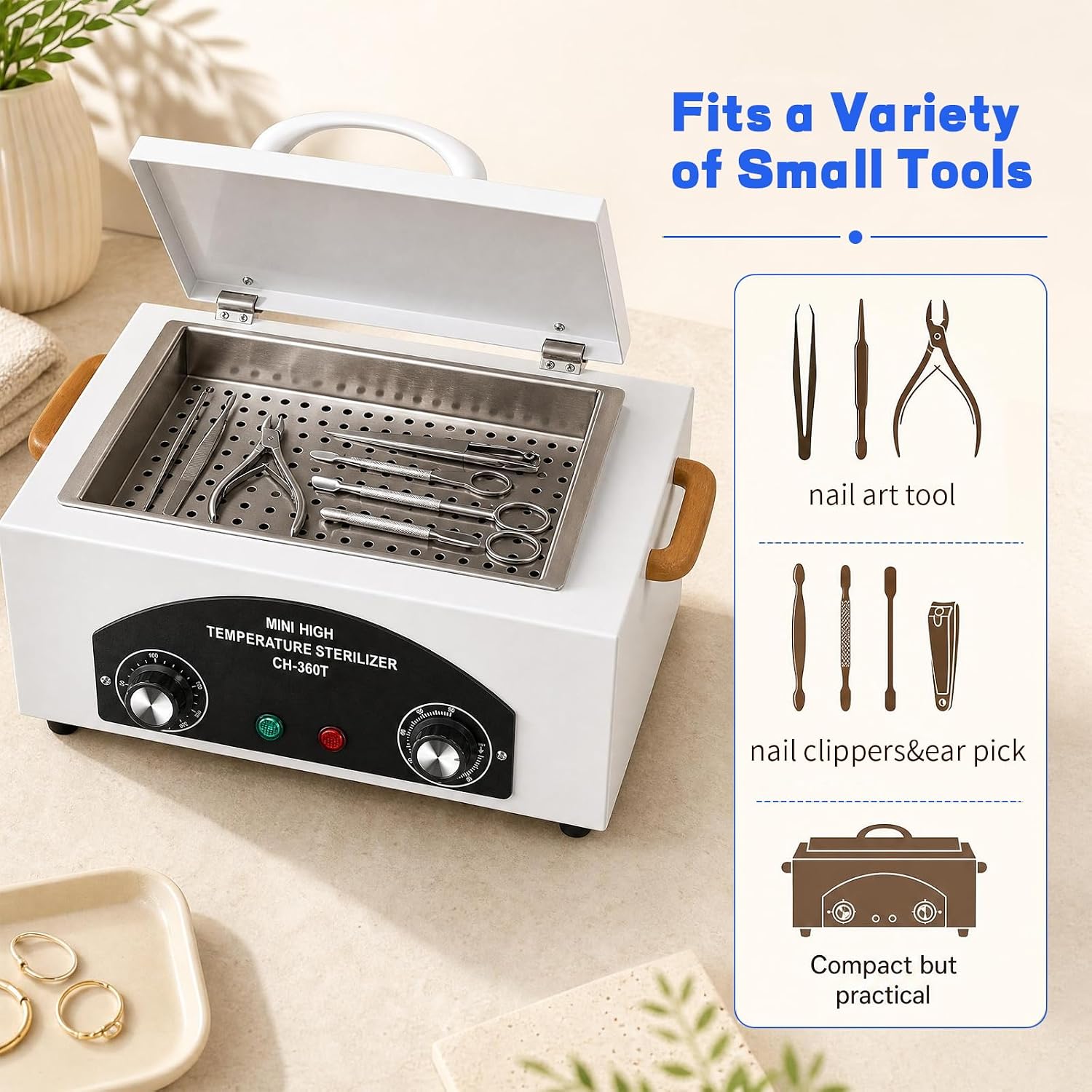 High Temperature Sterilizer Autoclave Machine, 110V 300W 1.5L Metal Tool Cleaner Machine, esterilizador de manicura