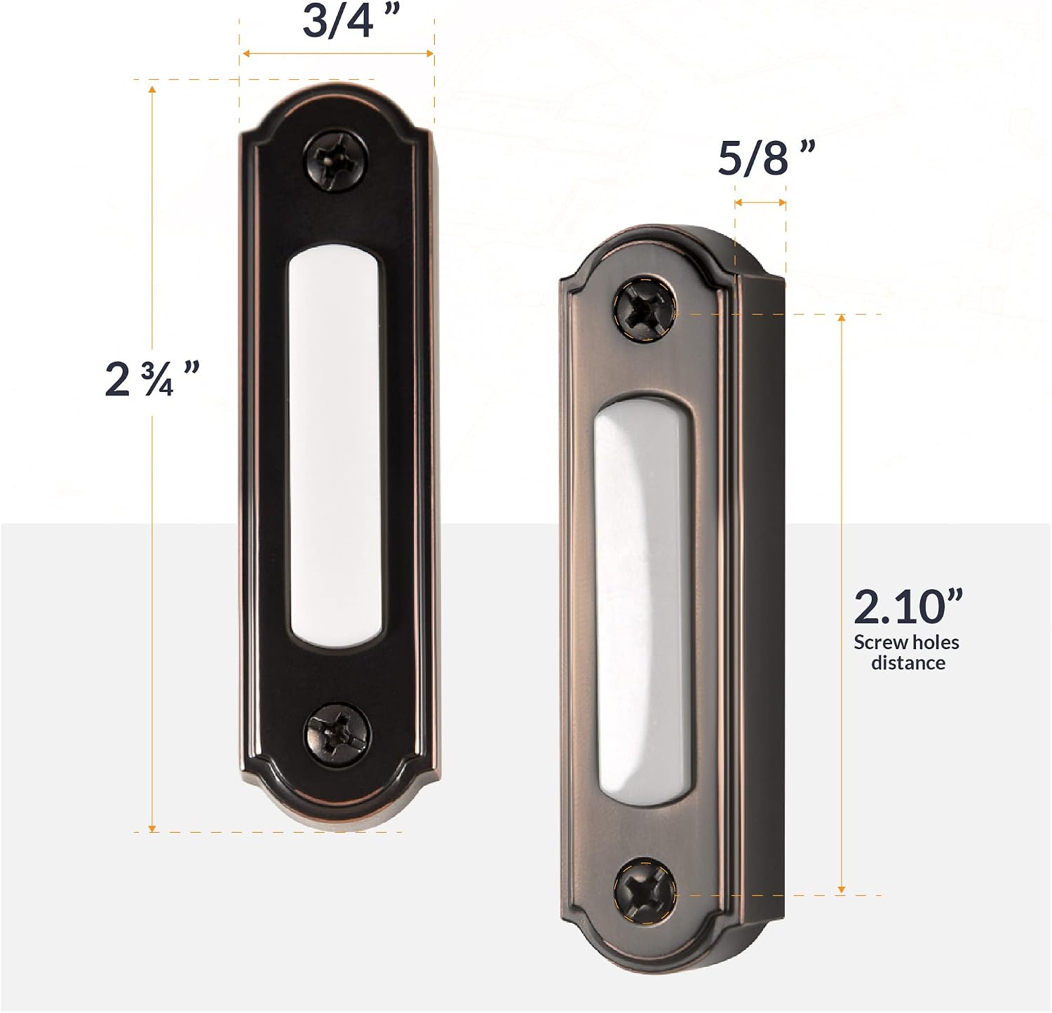LED Lighted Metal Door Chime Push Button (Oil-Rubbed Bronze) | Surface Mount Lighted Door Bell Button | Replacement