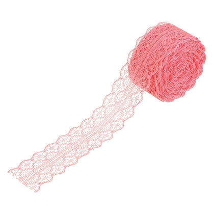 1.2 Inch Wide 10 Yard Lace Ribbon Floral Pattern Water Red