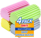 Damp Clean Duster Sponge,4pack Magic Sponge Eraser,Reusable Damp Dusting Sponge Household Cleaning for Blinds, Glass