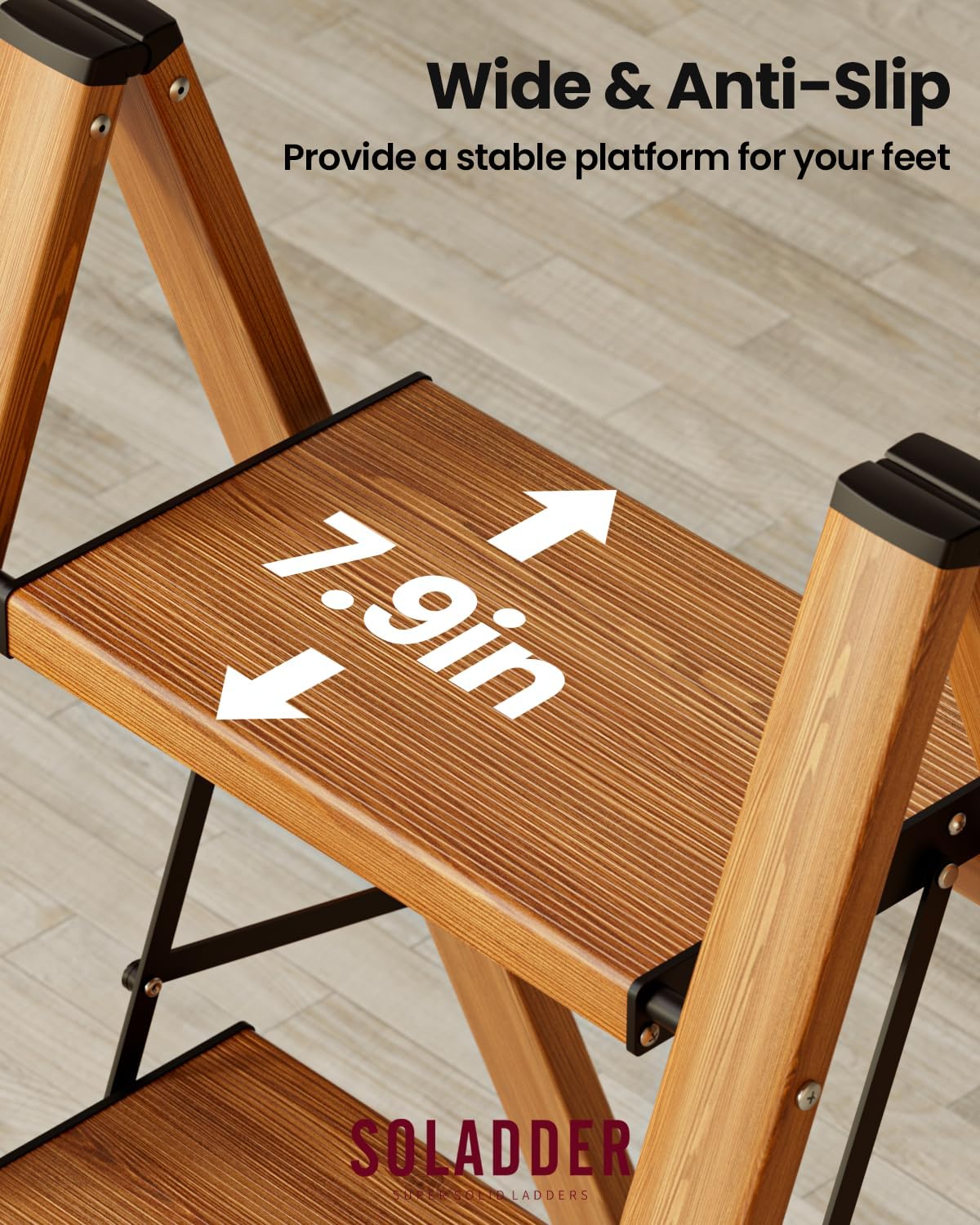 3 Step Ladder, Folding Aluminum 3 Step Stool with Anti-Slip Wide Sturdy Pedal, Multi-Use for Home and Kitchen, Space