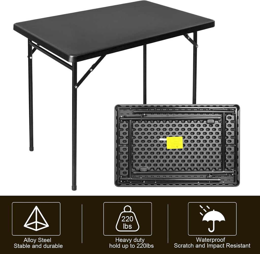 3ft Rectangular Folding Table, All-Occasion Plastic Event Table for Indoor and Outdoor, Portable Desk, Camping