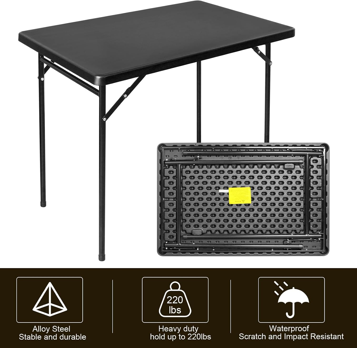 3ft Rectangular Folding Table, All-Occasion Plastic Event Table for Indoor and Outdoor, Portable Desk, Camping