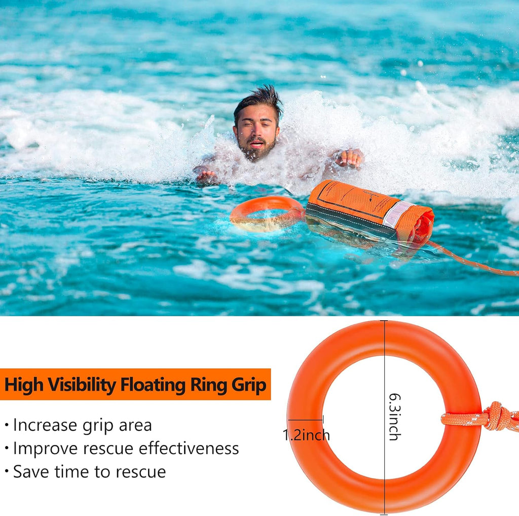 Water Rescue Throw Bag with 50/70/98 Feet of Rope in 3/10 Inch Tensile Strength Rated to 1844lbs, Throwable Device