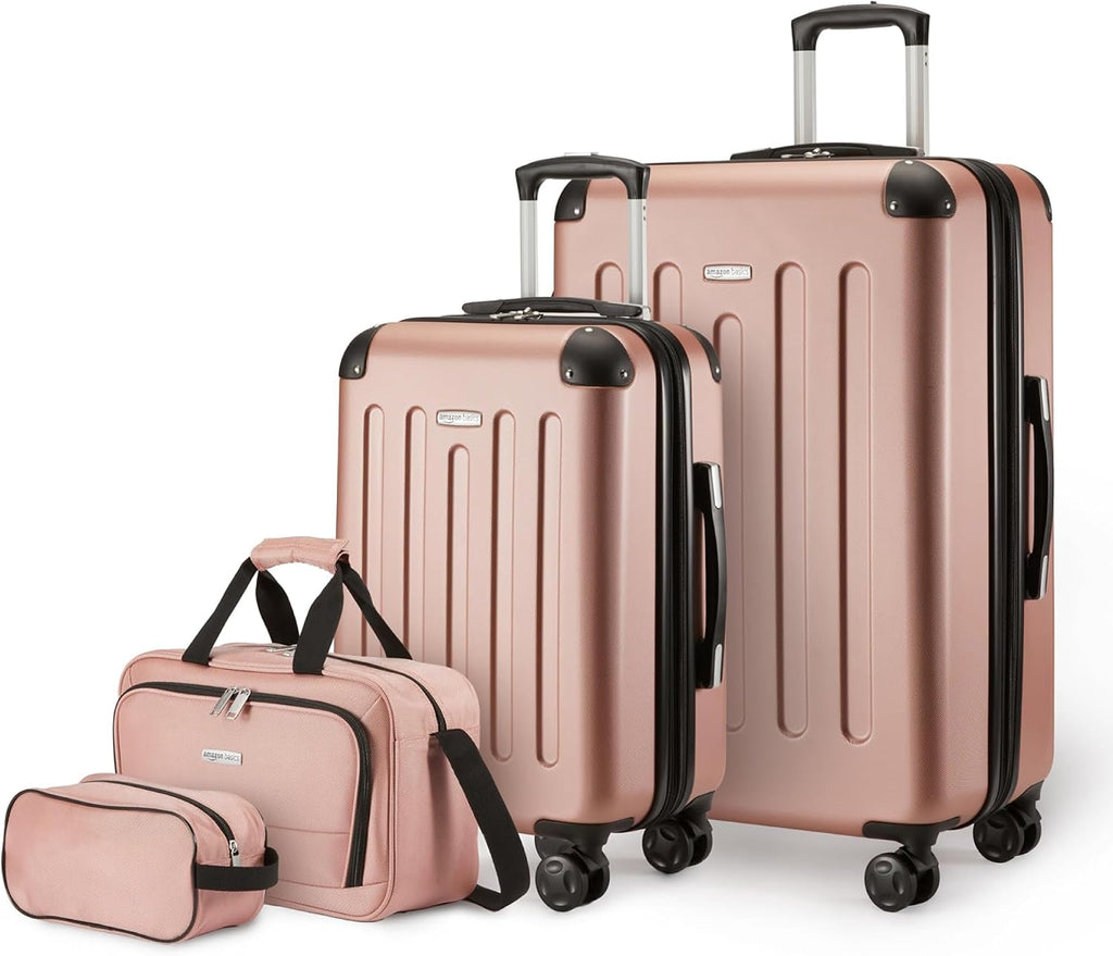 4-Piece Luggage Set, Hardside Spinner Suitcases with Multidirectional Wheels (22" Carry-On and 28" Checked), Plus