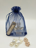 100 PCS 5"x7" Organza Bags Navy Blue Gift Bags with Drawstring