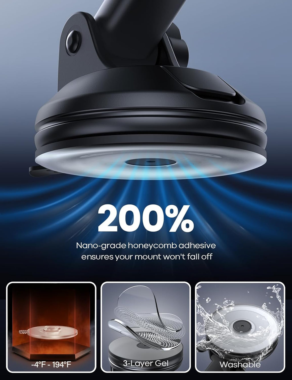 Car Phone Holder - [Strongest Military-Grade Suction Cup] 360° Rotation Phone Holders for Your Car Quick Release