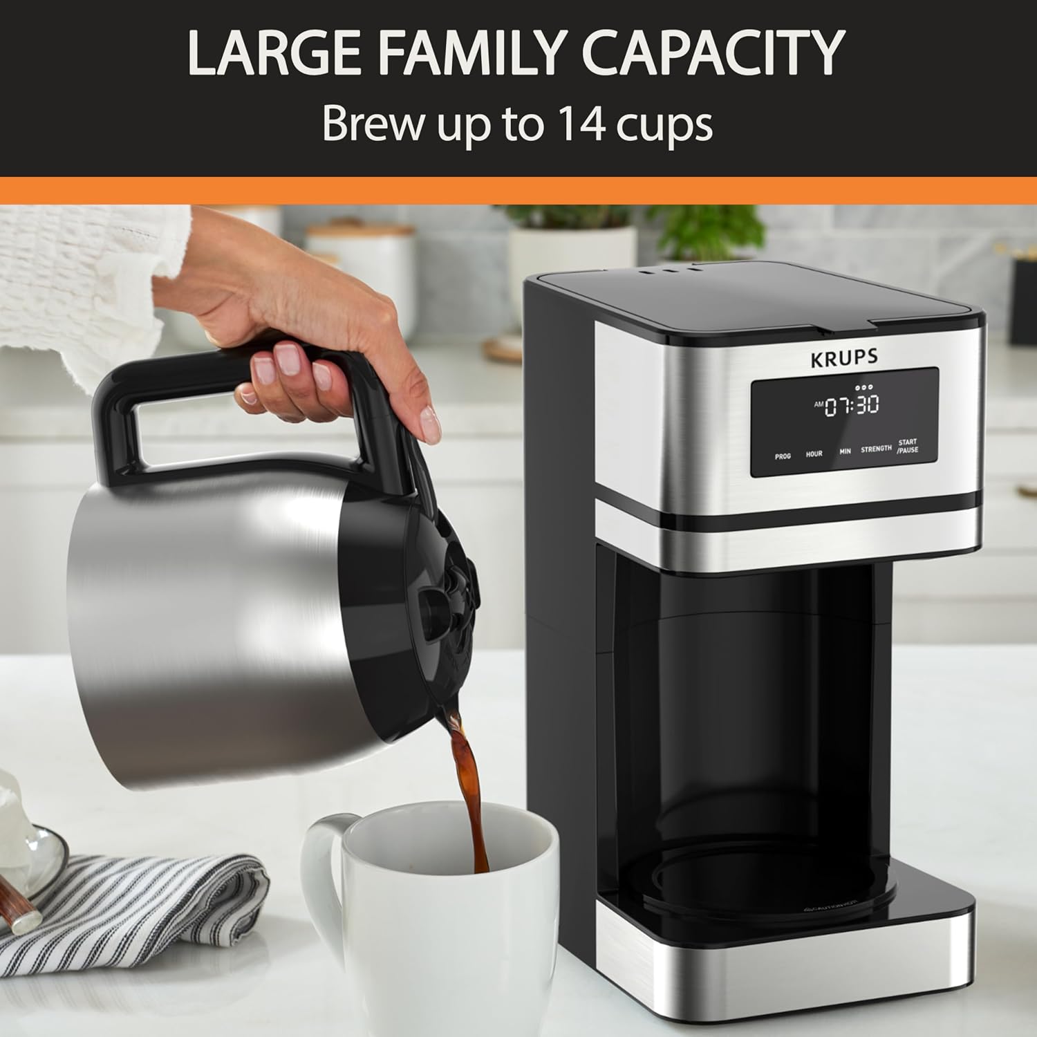 12-Cup Programmable Thermal Carafe Coffee Maker with 3 Strengths | 24-hour programmable, 3 brew strengths