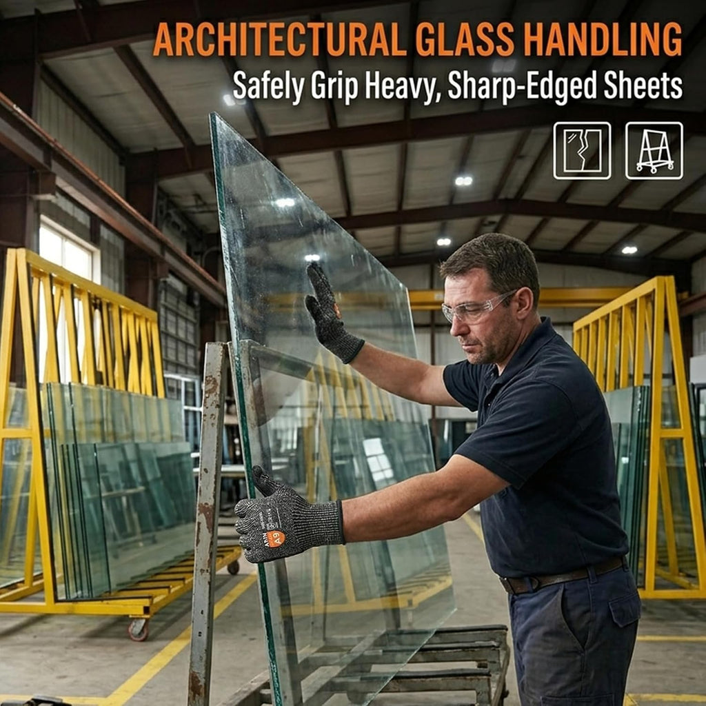 A9 Cut Resistant Work Gloves for Men, Safety Gloves for Men Touchscreen with Reinforced Thumb for Metal Glass Wood