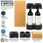 Double Bottle Wine Shipping Box with Protective Foam Insert, Recyclable Corrugated Mailer, Fits Most 750ml Wine