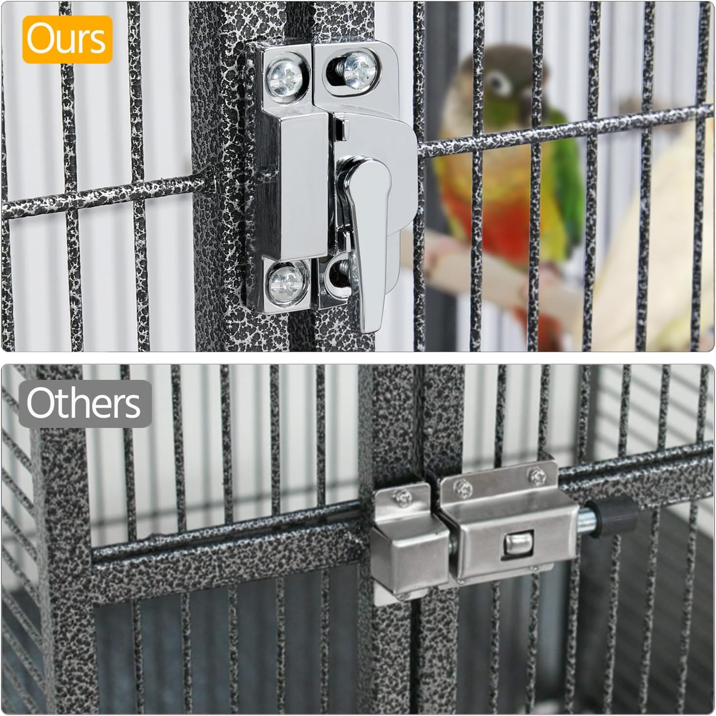 69" Large Bird Cage, Rolling Parrot Cage for Parakeets Cockatiels | Play Top with Ladder & Feeders, Slide-Out Tray