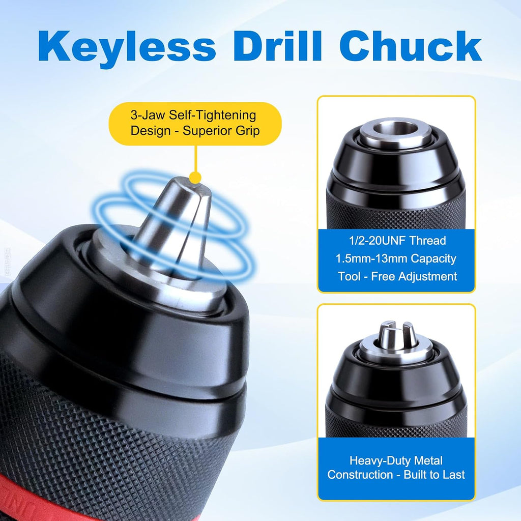 1/2"-20 Keyless Drill Chuck Adapter 3-in-1 for Impact Driver
