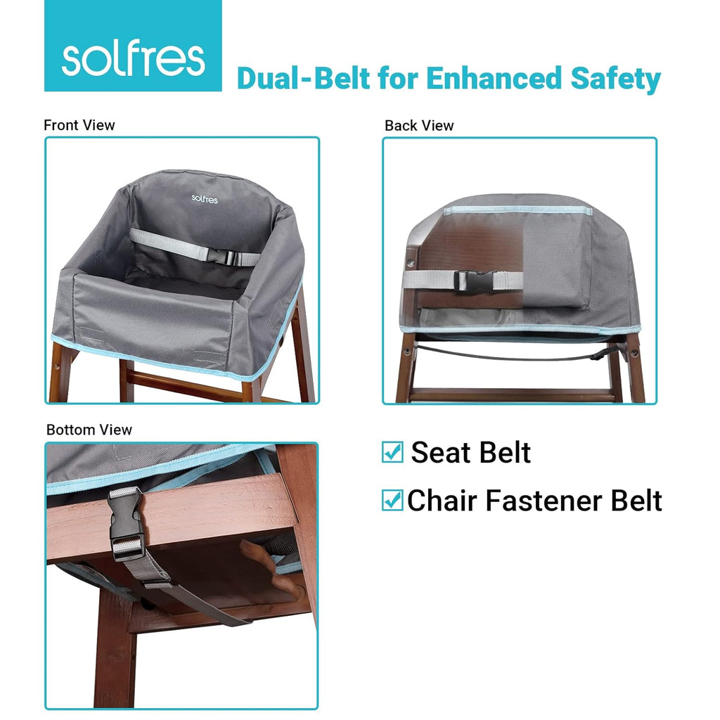 Dual-Belt Baby High Chair Cover, Lead & Phthalate Free, Sturdy and Robust Material, Waterproof Washable Cover for