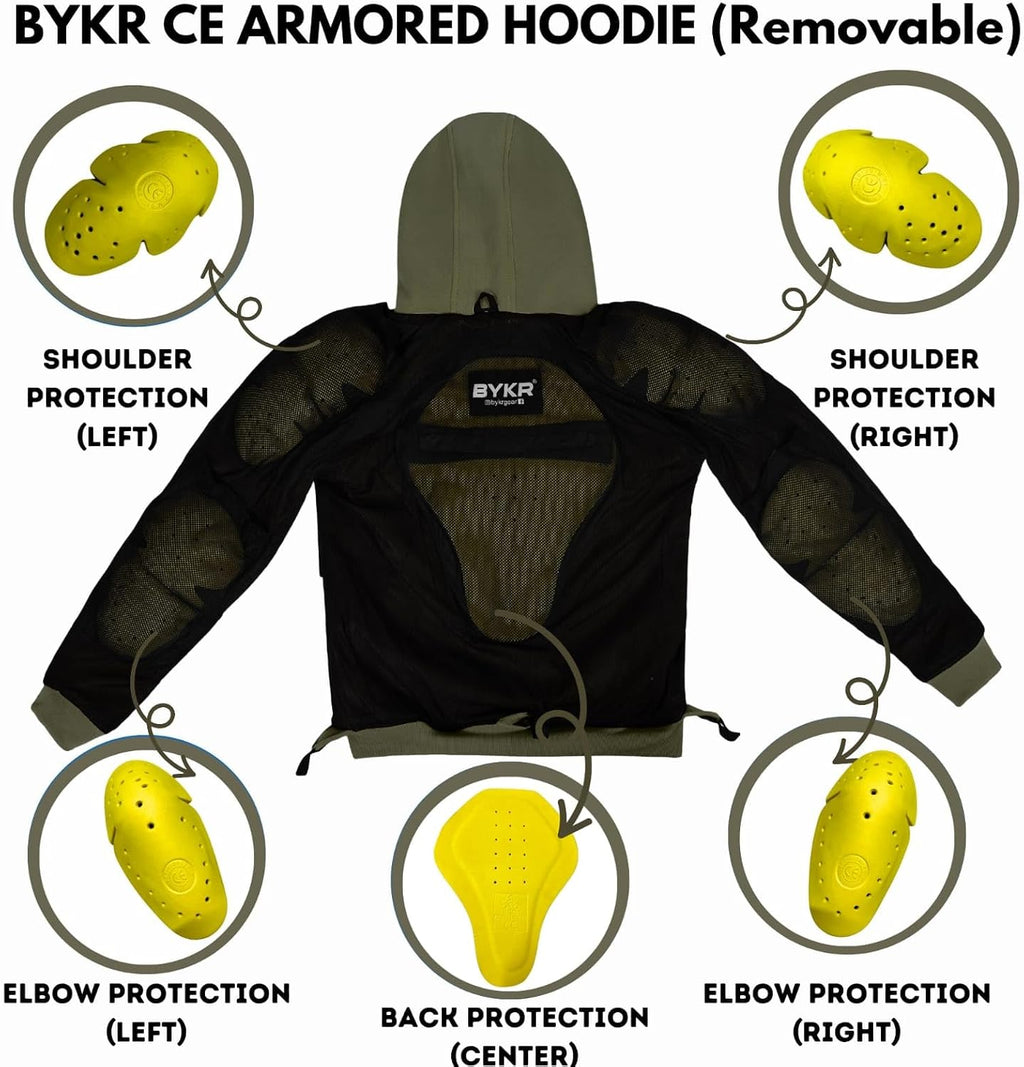 Motorcycle Hoodie for Men & Women Biker Motorcycle Jackets Breathable Motorbike Riding Sweatshirt All Weather CE Armored