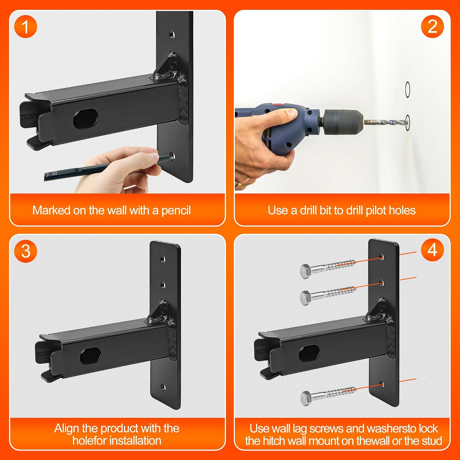 1-1/4 inch Hitch Bike Rack Wall Mount, 1.25 inch Bicycle Cargo Rack Hanging Garage Organizer, Heavy Duty Trailer
