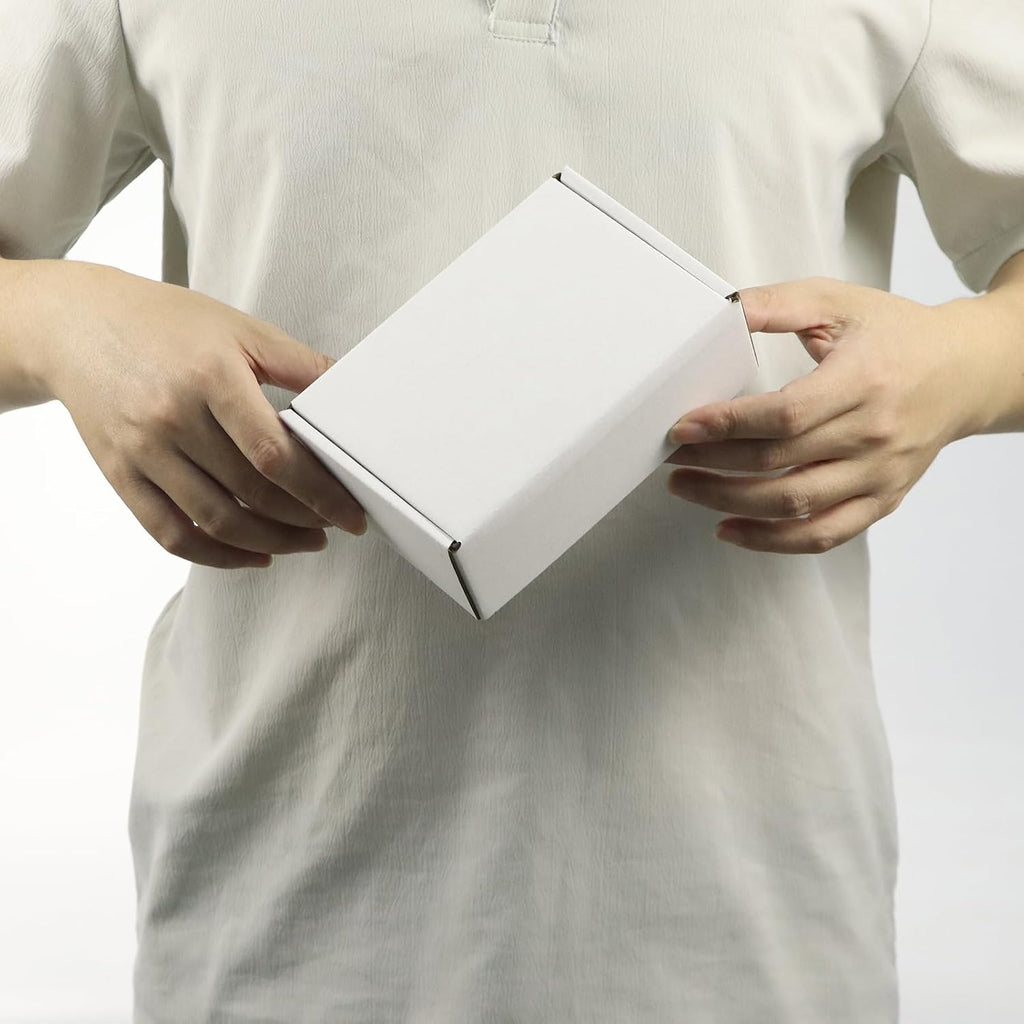 25 Pack 6x4x2 inch Small Shipping Boxes, White Mailing Boxes