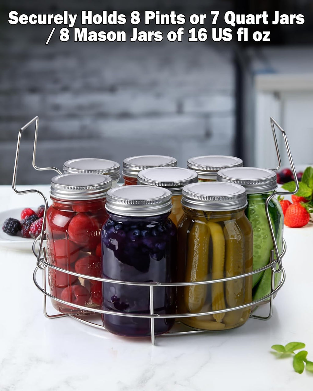12-inch Canning Rack, 2 Pack, Stainless Steel Steamer Jar Rack Kit for Regular Wide Mouth Mason Ball Jars, Holds 8