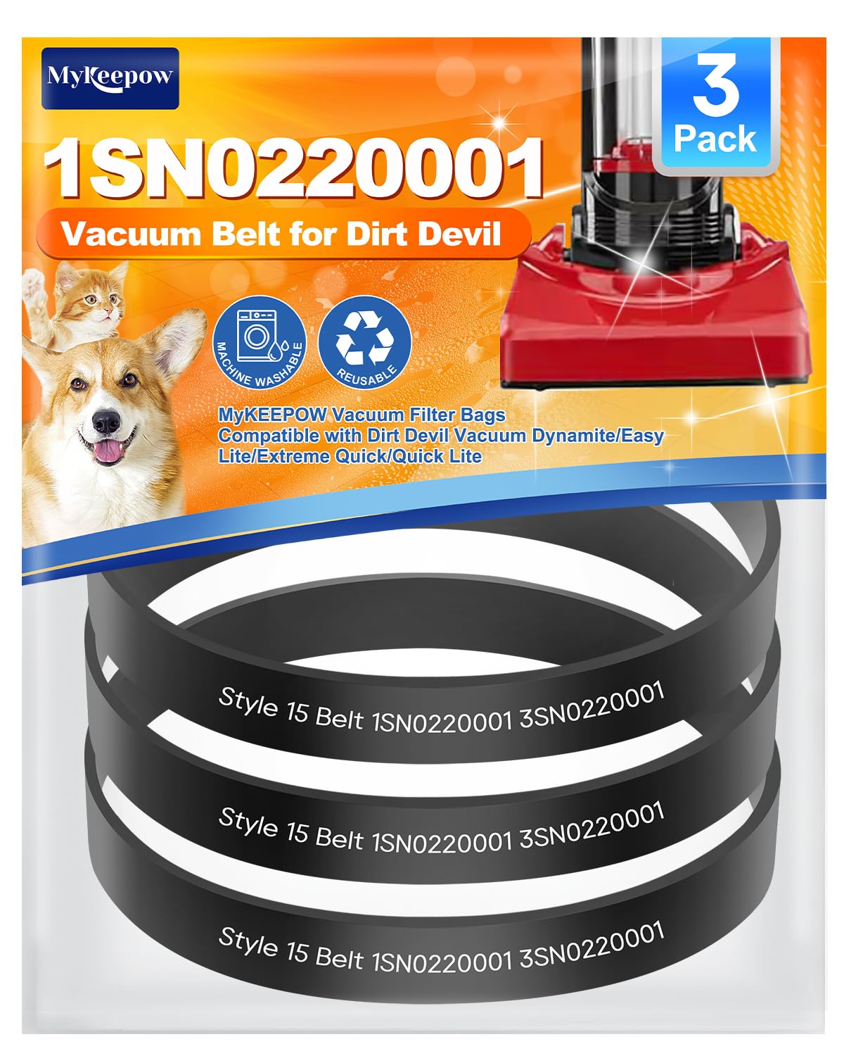 Style 15 Replacement Belt Compatible with DirtDevil Style 15 Dynamite Power