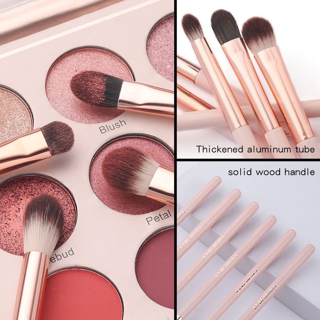 Eye Makeup Brush Set, 6 Pcs Professional Blending Eyeshadow Makeup Brushes for Concealer Eyebrows Eyeliner, Soft