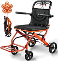 Lightweight Transport Wheelchair for Adults & Seniors, Foldable Travel Wheelchair with Upgraded 18.1" Seat